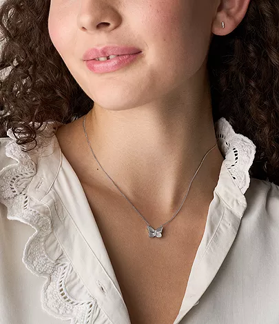 Sutton Stainless Steel Butterfly Necklace and Earrings Gift Set - Image 2