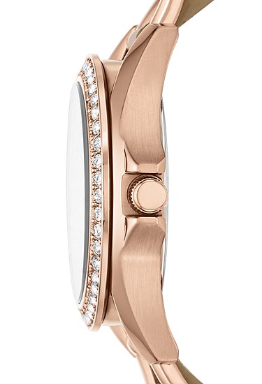 Riley 38mm Multifunction Rose Gold-Tone and Sand Leather Watch - Image 3