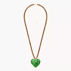 Resin Collection Green Resin Heart Pendant Necklace