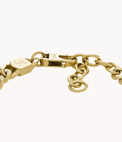 Harlow Linear Texture Chain Gold-Tone Stainless Steel Bracelet - Image 3