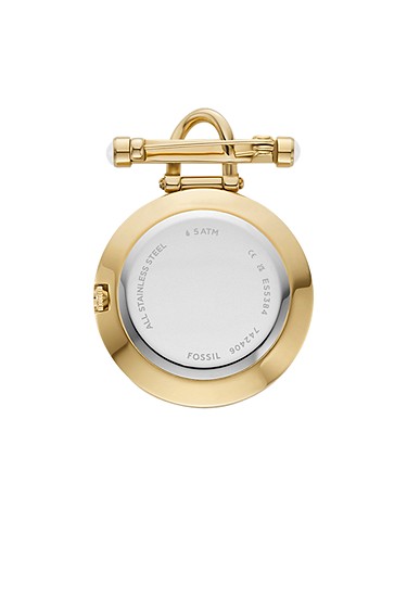 Scarlette 35mm Three-Hand Gold-Tone Stainless Steel Watch Brooch - Image 3