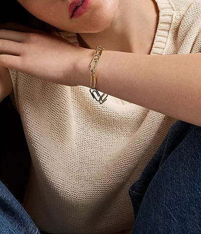 Paperclip Collection Gold-Tone Stainless Steel Chain Bracelet - Image 2
