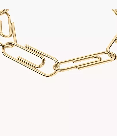 Paperclip Collection Gold-Tone Stainless Steel Chain Bracelet - Image 3