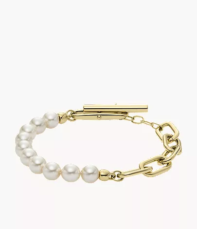 Heritage Pearl D-Link Gold-Tone Stainless Steel Chain Bracelet