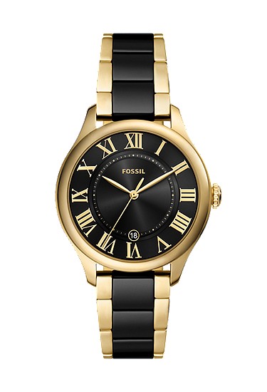 Gilmore 38mm Three-Hand Date Gold-Tone and Black Ceramic Watch