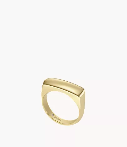 Heritage D-Link Glitz Gold-Tone Stainless Steel Signet Ring - Image 4