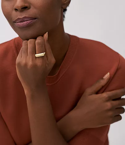 Heritage D-Link Glitz Gold-Tone Stainless Steel Signet Ring - Image 6