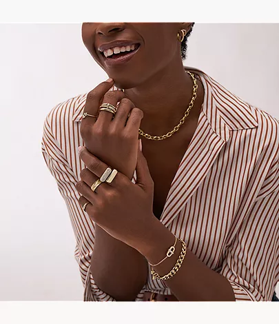 Heritage D-Link Glitz Gold-Tone Stainless Steel Signet Ring - Image 8