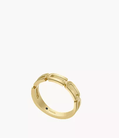 Heritage D-Link Chain Gold-Tone Stainless Steel Band Ring - Image 3