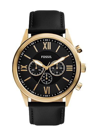 Flynn 48mm Chronograph Black Leather Watch