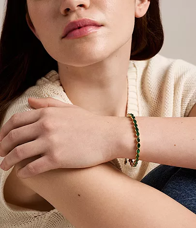 Ellis Pav?? Glitz Gold-Tone Brass Tennis Chain Bracelet - Image 2