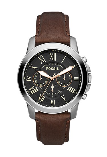 Grant 44mm Chronograph Brown Leather Watch