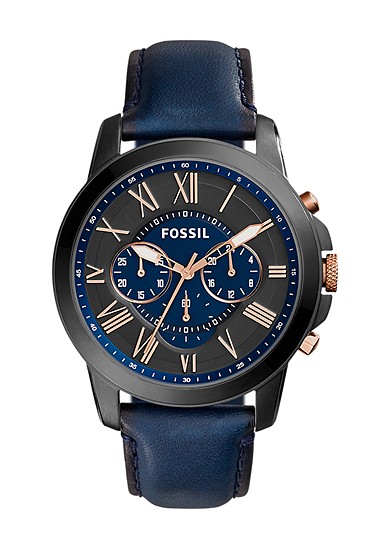 Grant 44mm Chronograph Navy Leather Watch