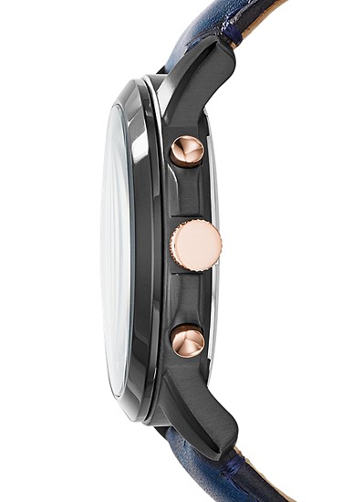 Grant 44mm Chronograph Navy Leather Watch - Image 2