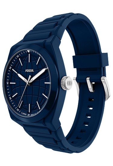 Everett 42mm Three-Hand Navy Silicone Watch - Image 6