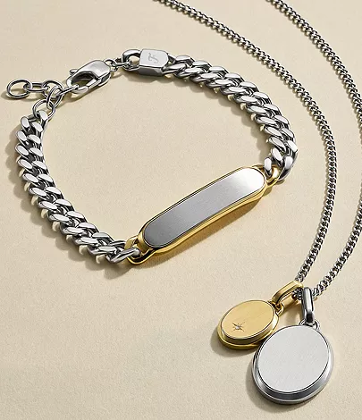 Ellis Two-Tone Stainless Steel Pendant Necklace - Image 6